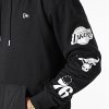 NEW ERA NBA MULTI LOGO DISTRESSED SLEEVE PRINT HOODIE BLACK