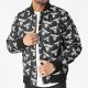 NEW ERA NBA CHICAGO BULLS DISTRESSED ALL OVER LOGO BOMBER JACKET BLACK