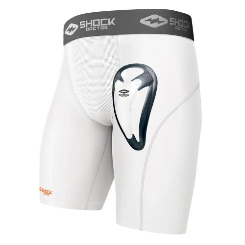 SHOCK DOCTOR CORE COMPRESSION SHORT WITH BIO-FLEX CUP WHITE