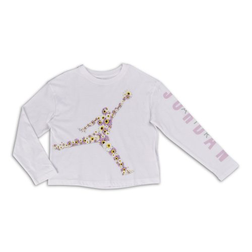 JORDAN GIRL FLOWERCHILD LONG SLEEVE TEE WHITE