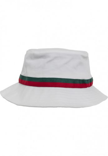 FLEXFIT STRIPE BUCKET HAT WHITE/FIRE RED/GREEN