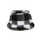 FLEXFIT SHERPA CHECK BUCKET HAT WHITE/BLACK