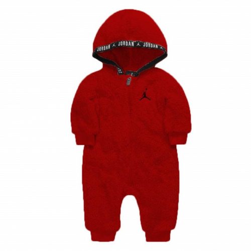 JORDAN BABY SHERPA HOODED COVERALL GYM RED