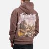 KARL KANI SWEATSHIRT SMALL SIGNATURE OS WASHED HEAVY SWEAT LANDSCAPE HOODIE BROWN M