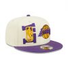 NEW ERA NBA LOS ANGELES LAKERS DRAFT 9FIFTY SNAPBACK CAP CREAM/PURPLE