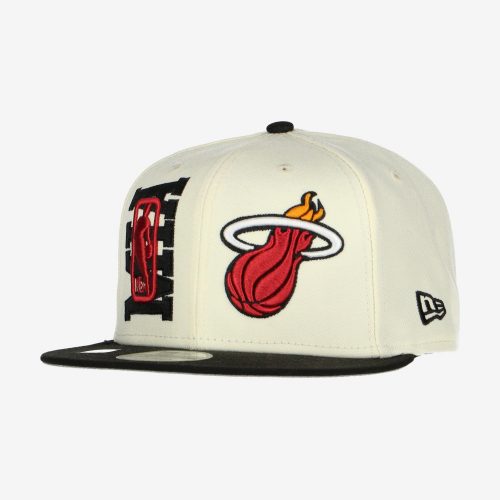 NEW ERA NBA MIAMI HEAT DRAFT 9FIFTY SNAPBACK CAP CREAM/BLACK