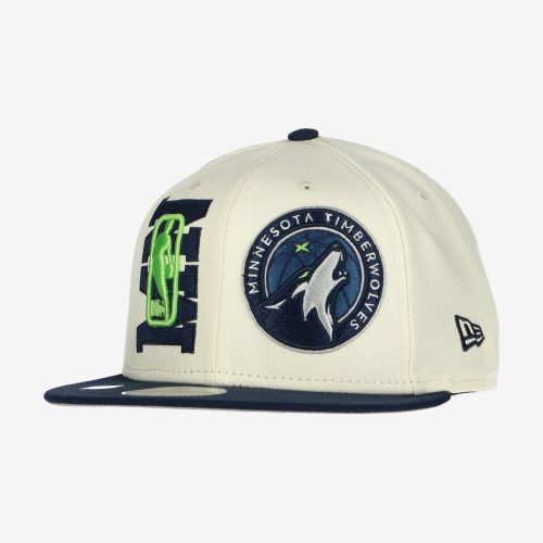 NEW ERA NBA MINNESOTA TIMBERWOLVES DRAFT 9FIFTY SNAPBACK CAP CREAM/NAVY BLUE