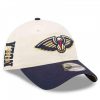 NEW ERA NBA NEW ORLEANS PELICANS DRAFT 9TWENTY STRAPBACK CAP CREAM/NAVY BLUE