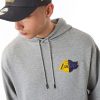 NEW ERA LOS ANGELES LAKERS HALF LOGO OVERSIZED HOODIE GREY