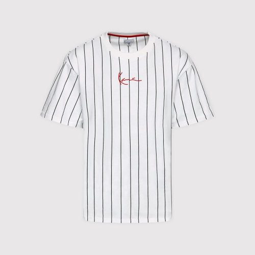 Karl Kani Small Signature Pinstripe Tee WHITE/BLACK