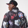 NEW ERA NBA ALL OVER AOP TEAM LOGO BOMBER JACKET BLACK L