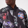 NEW ERA NBA ALL OVER AOP TEAM LOGO BOMBER JACKET BLACK L