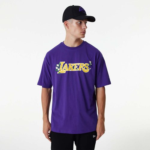 NEW ERA LOS ANGELES LAKERS NBA FLORAL GRAPHIC OS TEE PURPLE XL