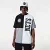 NEW ERA BROOKLYN NETS NBA CUT AND SEW OS TEE BLACK/WHITE L