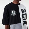 NEW ERA BROOKLYN NETS NBA CUT AND SEW OS TEE BLACK/WHITE XL