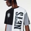 NEW ERA BROOKLYN NETS NBA CUT AND SEW OS TEE BLACK/WHITE