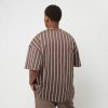 KARL KANI SMALL SIGNATURE BOXY HEAVY JERSEY PINSTRIPE TEE BROWN/WHITE XXL