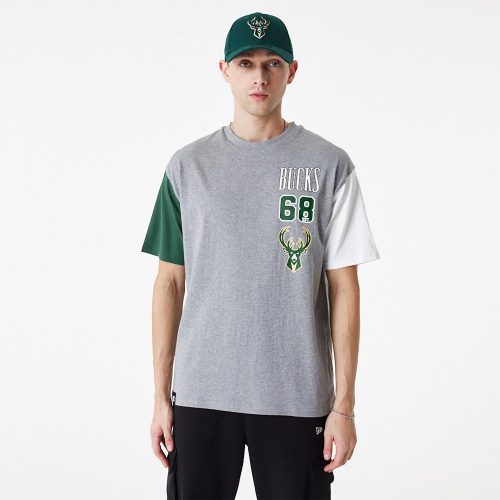 NEW ERA NBA CUT SEW OS TEE MILWAUKEE BUCKS GREY M