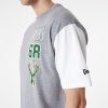 NEW ERA NBA CUT SEW OS TEE MILWAUKEE BUCKS GREY XL