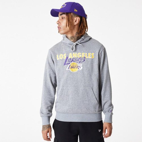 NEW ERA PULOVER TEAM SCRIPT HOODY LOS ANGELES LAKERS GREY L