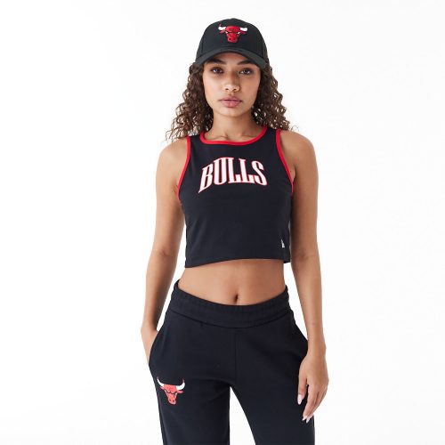 New Era NBA Team Wordmark Chicago Bulls Womens Crop Tank Top Black