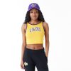 New Era NBA Team Wordmark Los Angeles Lakers Womens Crop Tank Top Yellow XS