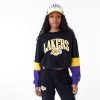 New Era NBA Colour Block Los Angeles Lakers Womens Crop Crew Neck Sweatshirt Black L