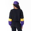 New Era NBA Colour Block Los Angeles Lakers Womens Crop Crew Neck Sweatshirt Black XS