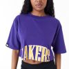 New Era NBA Team Wordmark Los Angeles Lakers Crop T-Shirt Purple XS