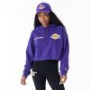 New Era NBA Team Logo Los Angeles Lakers Womens Crop Pullover Hoodie Purple L