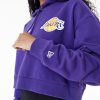 New Era NBA Team Logo Los Angeles Lakers Womens Crop Pullover Hoodie Purple M