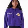 New Era NBA Team Logo Los Angeles Lakers Womens Crop Pullover Hoodie Purple M