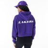 New Era NBA Team Logo Los Angeles Lakers Womens Crop Pullover Hoodie Purple XS