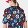 New Era NBA All Over Print Oversized T-Shirt Black