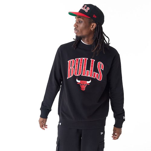 New Era NBA Arch Graphic Chicago Bulls Oversized Crew Neck Sweatshirt Black XXL