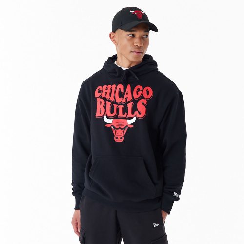 New Era NBA Script Chicago Bulls Oversized Pullover Hoodie Black M