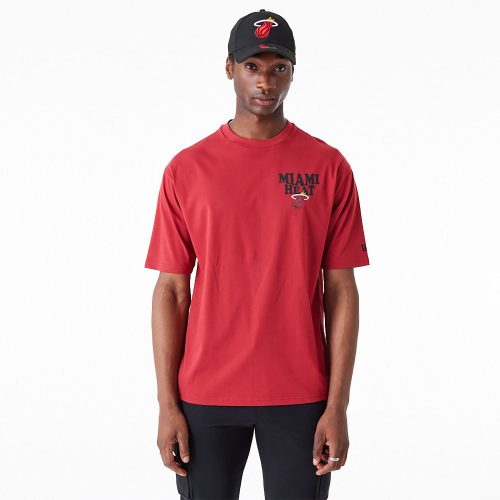 New Era NBA Script Miami Heat Oversized T-Shirt Red