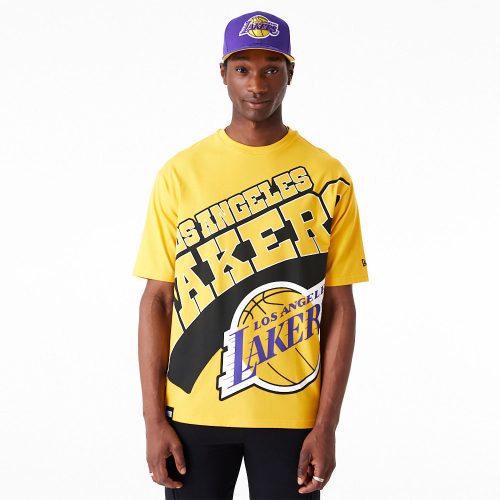 New Era T-Shirt Oversize Los Angeles Lakers NBA Large Wordmark Yellow XXL