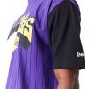 New Era NBA Half Pinstripe LA Lakers Oversized T-Shirt Purple L