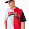 New Era NBA Half Pinstripe Chicago Bulls Oversized T-Shirt Red