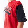 New Era NBA Half Pinstripe Chicago Bulls Oversized T-Shirt Red