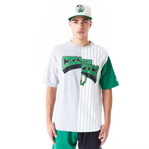 New Era NBA Half Pinstripe Boston Celtics Oversized T-Shirt White XXL