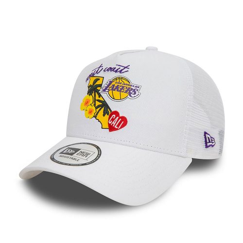 New Era NBA Team Logo Los Angeles Lakers A-Frame Trucker Cap White ONE