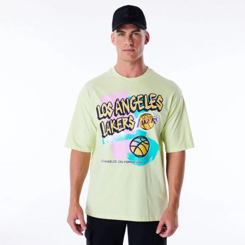 New Era Los Angeles Lakers Retro Graphic OS Tee Green XL