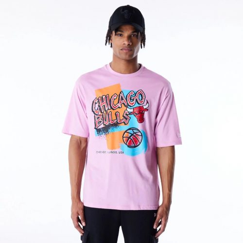 New Era Chicago Bulls Retro Graphic OS Tee Pink M