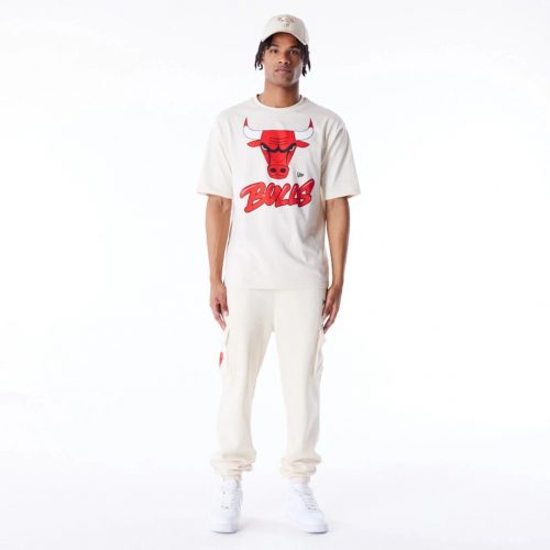 New Era NBA Chicago Bulls Wordmark Stone Oversized T-Shirt White L