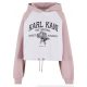 Karl Kani Woven Signature Street Academy Crop Raglan Hoodie White/Rose