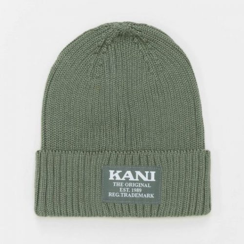 KARL KANI WOVEN RETRO CLASSIC BEANIE DUSTY GREEN ONE