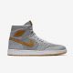 Air Jordan 1 Retro High Flyknit Shoe WOLF GREY/GOLDEN HARVEST-GUM YELLOW