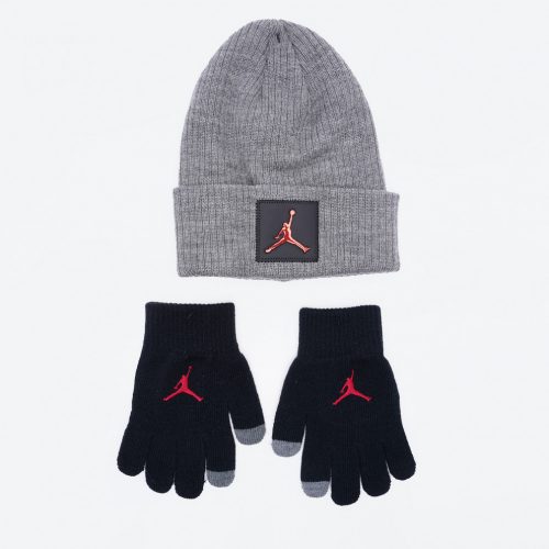 JORDAN KIDS METAL JUMPMAN PATCH BEANIE SET CARBON HEATHER